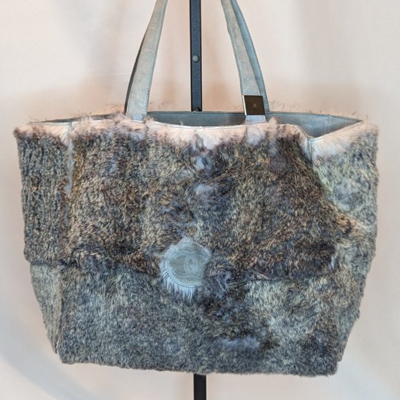 CHANEL Grey Rabbit Fur Tote - Picture 2 of 9